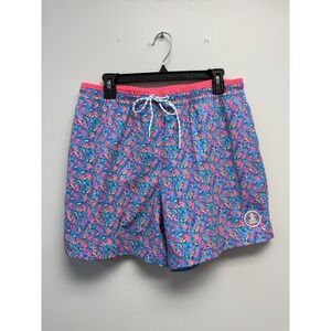 Chubbies Mens Swim Trunks Large 5.5 Inseam Tropical Floral Pink Blue Shorts L